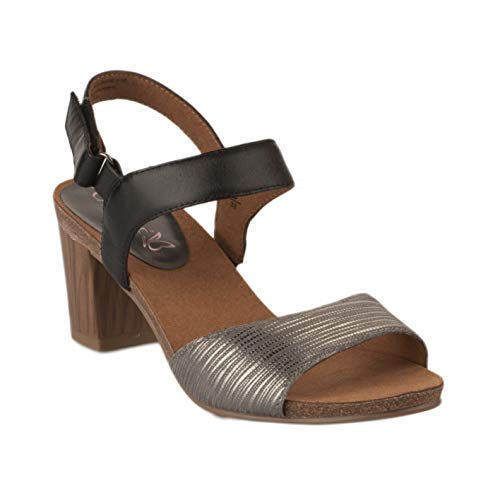 CAPRICE Chenoa, Sandalia con Pulsera Mujer, Negro (Black Comb 19), 38.5 EU