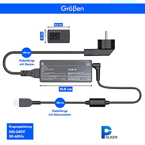 Cargador Lenovo USB 20v 2.25a 45w | Adaptador para Portatil Ordenador Lenovo 2.25 a | Cargador Cable para Laptop Ideapad Chromebook Flex Yoga