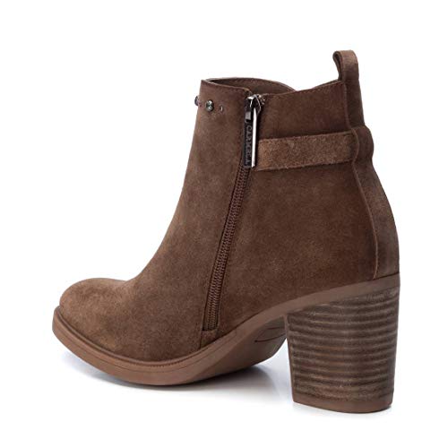 Carmela 066834, Botines con Tacon Medio, para Mujer, Color Serraje Camel - Cuero Talla: 38