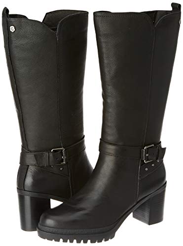 CARMELA - - Bota de Mujer con tachas y Hebillas - Cierre con Cremallera - Negro - 39 EU