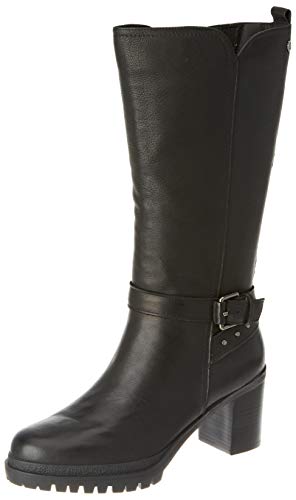 CARMELA - - Bota de Mujer con tachas y Hebillas - Cierre con Cremallera - Negro - 39 EU