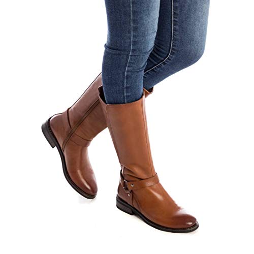 CARMELA - - Bota de mujer estilo motorista - Cierre con cremallera - Camel - 38 EU