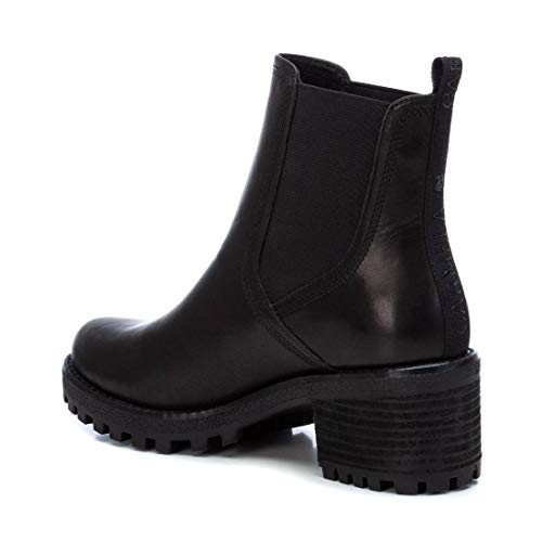 CARMELA - Botín Chelsea de Piel con Tacón Bajo para Mujer - Color Negro