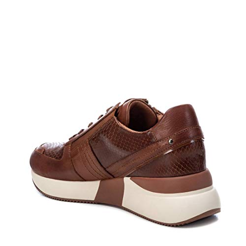 CARMELA - Zapatilla de Piel para Mujer - Cierre con Cordones - Color Camel - Talla 39