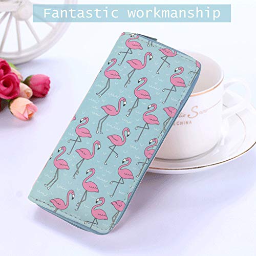 Cartera Monedero para Mujer señora con Cremallera Flamencos Azul
