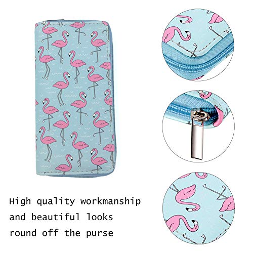 Cartera Monedero para Mujer señora con Cremallera Flamencos Azul