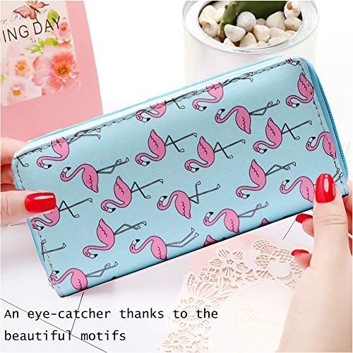 Cartera Monedero para Mujer señora con Cremallera Flamencos Azul