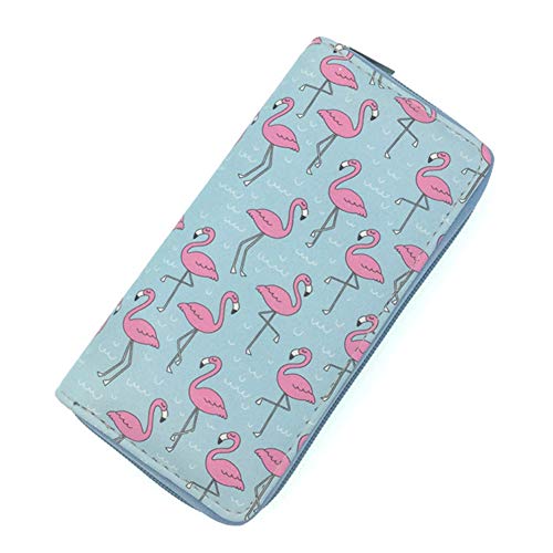 Cartera Monedero para Mujer señora con Cremallera Flamencos Azul