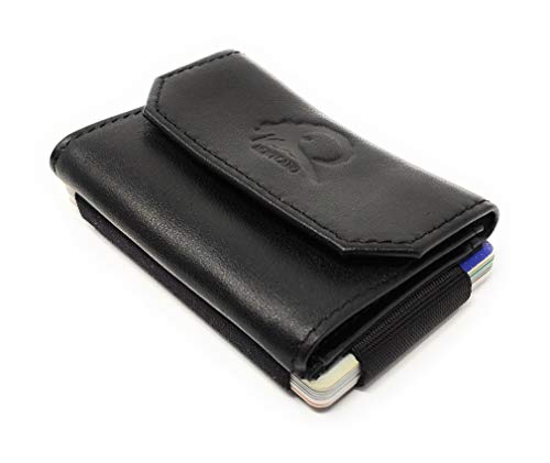 Cartera pequeña con Monedero y Billetero, de la Marca Montcaro. Hecha a Mano con Piel y Materiales de Primera Calidad - con protección RFID/NFC Anti Copia para Tarjetas de crédito.