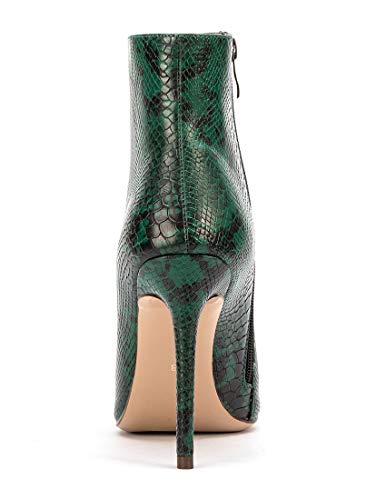 CASTAMERE Botas Cremalleras Mujer Tacón de Aguja Botines 10CM Serpiente Verde Zapatos EU 40