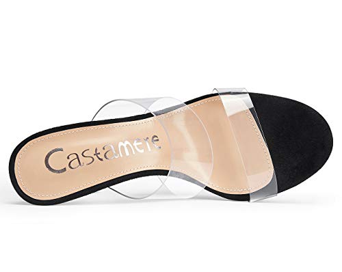 CASTAMERE Zapatos de Tacón Mujer Punta Abierta Sandalias Transparente Tacón de Aguja 10CM Negro Zapatos EU 37
