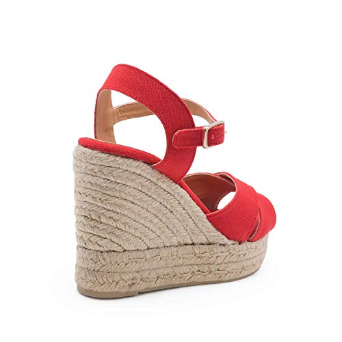 CASTAÑER | Alpargata con cuña elaborada en Lona 11cm Blaudell | Mujer | Rojo Rubi | 39