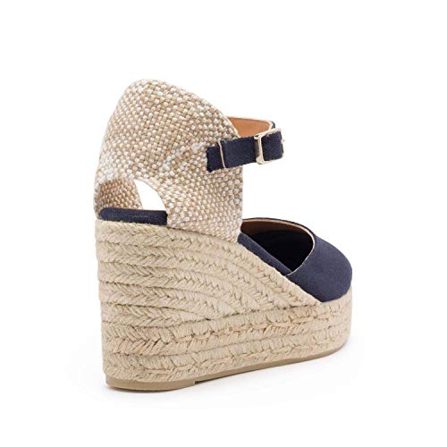 CASTAÑER | Alpargata con cuña elaborada en Lona 9cm Carol | Mujer | Azul Marino | 38