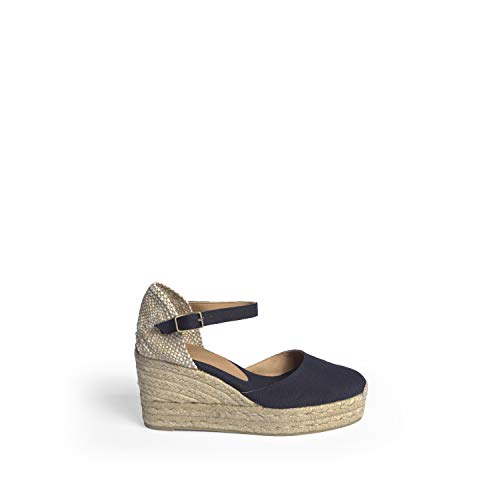 CASTAÑER | Alpargata con cuña elaborada en Lona 9cm Carol | Mujer | Azul Marino | 38