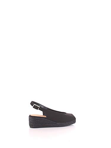 CASTAÑER | Alpargata con cuña Open Toe elaborada en Lona 5cm Dosalia | Mujer | Negro | 40