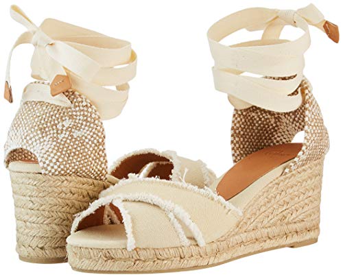 Castañer BLUMA/6/001, Sandalias con cuña Tipo Alpargatas Mujer, Ivory, 41 EU