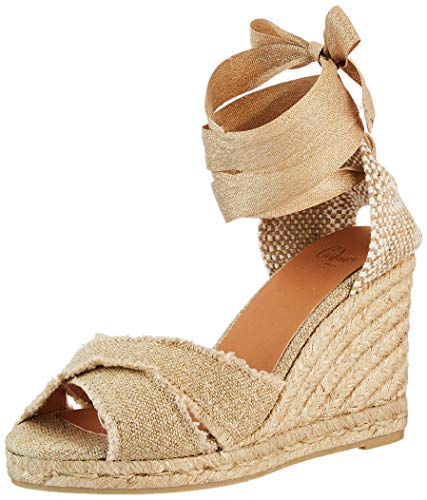 Castañer BLUMA/8/SS20032, Sandalias con cuña Tipo Alpargatas Mujer, Oro Claro, 38 EU