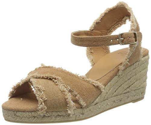 Castañer BROMELIA/6/SS20002, Sandalias con cuña Tipo Alpargatas Mujer, Tostado, 39 EU