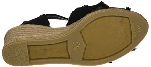 Castañer BROMELIA/8/001, Sandalias con cuña Tipo Alpargatas Mujer, Negro, 39 EU