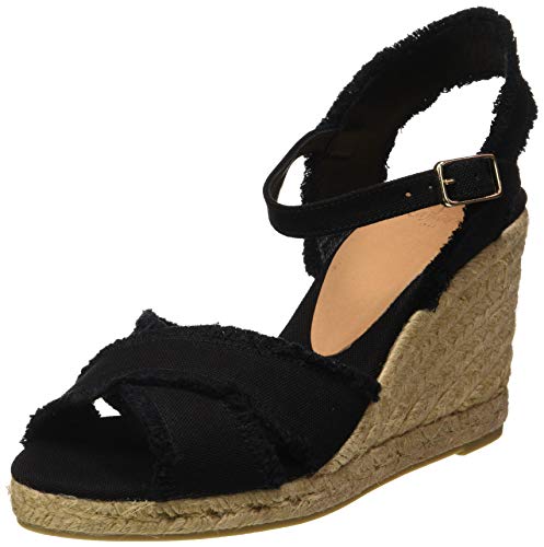 Castañer BROMELIA/8/001, Sandalias con cuña Tipo Alpargatas Mujer, Negro, 39 EU