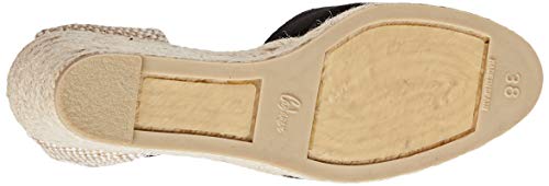 Castañer CARINA/8/001, Alpargata de cuña Carina elaborada en Lona 9 cm | Mujer 36, Negro (Negro 100), EU