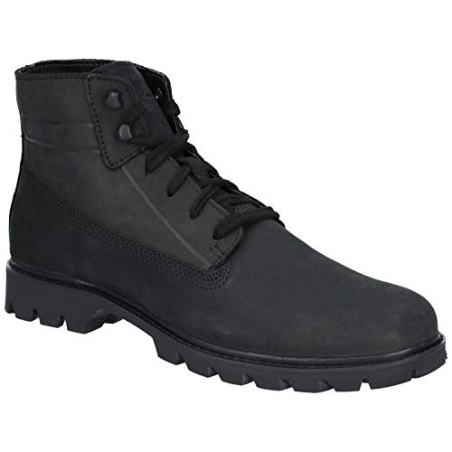 Cat Hombres Grano Entero Cuero Moderno Botas (Base) Negro - Negro, UK 10 (US 11/EU 44)