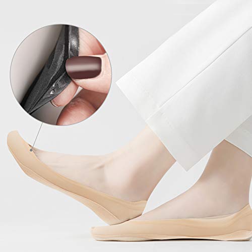 Caudblor 9 Pares Calcetines Invisibles Mujer Antideslizante Calcetines Cortos 33-36/36-39, NUDE-L