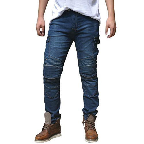 CBBI-WCCI Hombre Motocicleta Pantalones Moto Jeans con Protección Motorcycle Biker Pants (Azul, 33W / 32L)