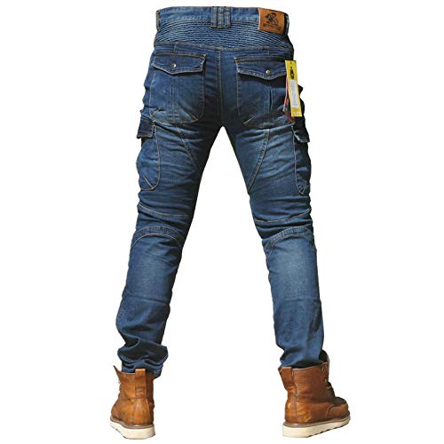 CBBI-WCCI Hombre Motocicleta Pantalones Moto Jeans con Protección Motorcycle Biker Pants (Azul, 33W / 32L)