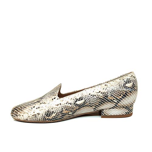 CEONLISO - Mocasines Elegantes Planos de Vestir para Mujer en Piel Estampada Serpiente - Punta Redonda - Planos Tacon Bajo 1 cm - Moda Tendencia Zapatos Casual Animal Print - Beige 37 EU