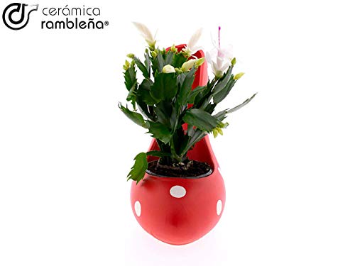 CERÁMICA RAMBLEÑA | Centro de Mesa Zapato tacón Decorado | Lunares Rojo | Centro cerámica | Centro decoración | Jarrón Decorativo | Decoración 100% Hecho a Mano | 35x11x22 cm