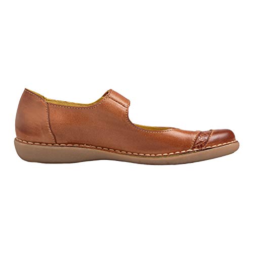 Chacal Shoes - Bailarinas Mujer - Merceditas con sujeción Firme - Fácil Calzado - Bailarinas con Cierre Ajustable de Velcro - Piel - Color Cuero - Talla EU 36