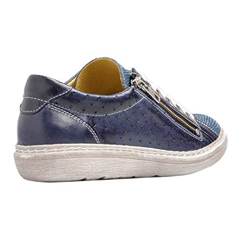 Chacal Shoes - Zapatos Casual de Mujer - máximo Confort - Zapatos Casual de Cuero 100% - Fácil Calzado - Color Azul en Talla EU 39