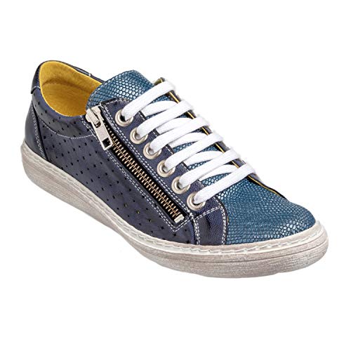 Chacal Shoes - Zapatos Casual de Mujer - máximo Confort - Zapatos Casual de Cuero 100% - Fácil Calzado - Color Azul en Talla EU 39