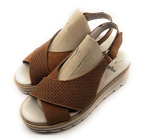 Challaghan 22704 - Sandalias de mujer modelo Long Beach con plantilla ultra suave adaptation Marrón Size: 39 EU