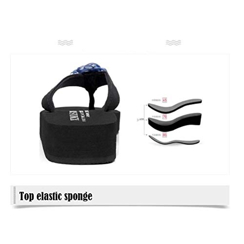 Chanclas de Flores Señoras Azul Plana Zapatos de Playa al Aire Libre Antideslizante Suave Transpirable Cómodo (Color: Negro, Tamaño: 235 mm)