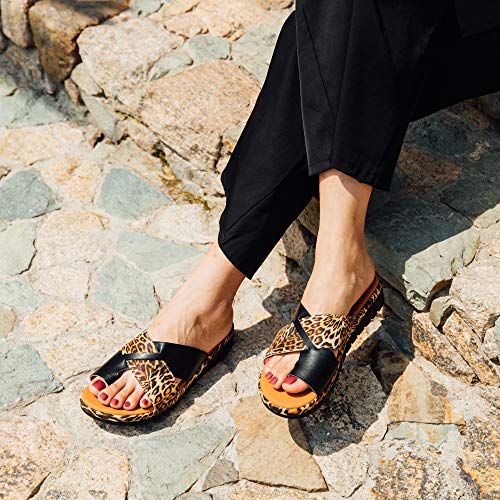 Chanclas Mujer Cuña Sandalias Plataforma Ortopédico Sandals Vestir Fiesta Zapatillas Punta Abierta Caminando Casual Tacón 3.9cm 2-Leopardo EU43