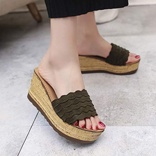 Chanclas Mujer Sandalias Mujer Verano 2019 Zapatos de Plataforma Cuña Playa Zapatillas Planas Sandalias de Punta Abierta Casual Fiesta Roman Tacones Altos Sandalias vpass