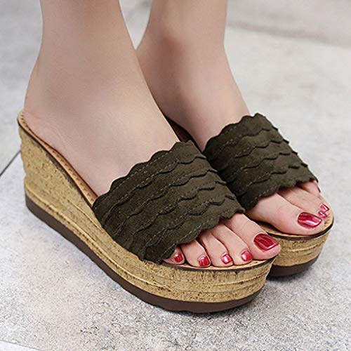Chanclas Mujer Sandalias Mujer Verano 2019 Zapatos de Plataforma Cuña Playa Zapatillas Planas Sandalias de Punta Abierta Casual Fiesta Roman Tacones Altos Sandalias vpass