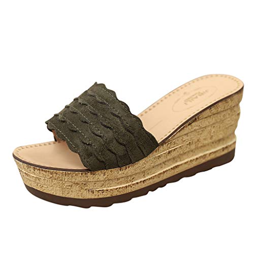 Chanclas Mujer Sandalias Mujer Verano 2019 Zapatos de Plataforma Cuña Playa Zapatillas Planas Sandalias de Punta Abierta Casual Fiesta Roman Tacones Altos Sandalias vpass