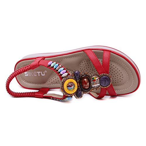 Chanclas/Sandalias de Playa para Mujer Sandalias de Descubierta Mujer Sandalias Planas Mujer Verano Mujer Moda para Mujer Zapatillas Retro Planas Ocasionales Zapatos de Cristal Sandalias