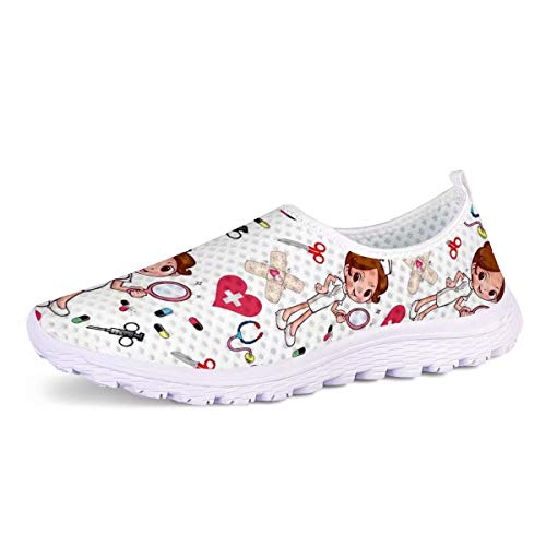 Chaqlin Ladies Girls Nurse Sneakers White Women Casual Mesh Running Shoes for Women Adult Casual Sport Gym Trainers Transpirable Beach Water Footwear 39 EU