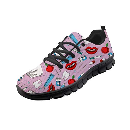 Chaqlin - Zapatillas de deporte para mujer, diseño de diente de dibujos animados, color, talla 43 EU