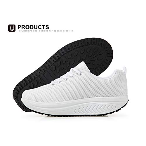 Chaqlin Zapatos de plataforma para mujer con aumento de altura, para paisaje, pintura, casual, zapatos de columpio para mujer, color Azul, talla 40 EU