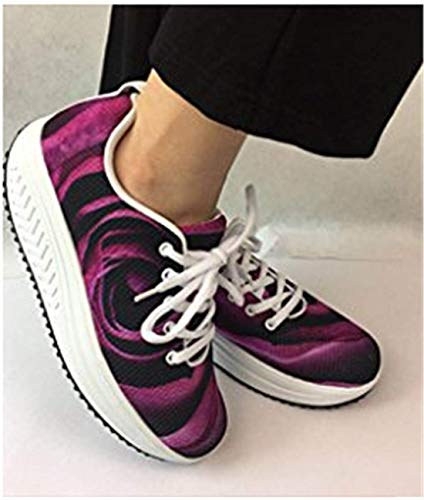 Chaqlin Zapatos de plataforma para mujer con aumento de altura, para paisaje, pintura, casual, zapatos de columpio para mujer, color Azul, talla 40 EU