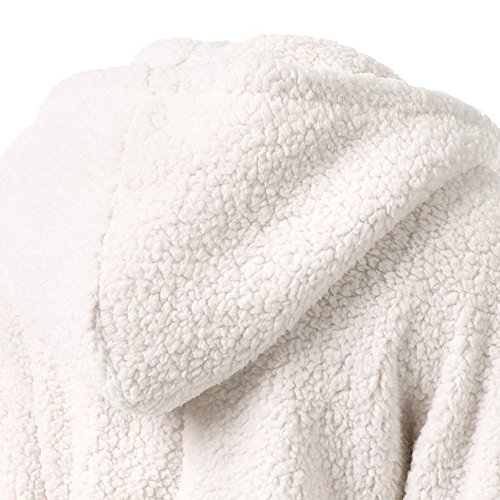 Chaqueta Mujeres de Invierno de Lana Cálida Cremallera Abrigo con Capucha Casual Suéter Abrigo de Algodón Outwear Hoodie riou