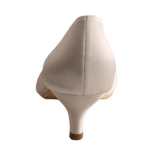 Charmstep MW789 Peep Toes Zapatos De Novia De Satén Tacón Bajo Las Sandalias Para Mujer,Sliver,41EU