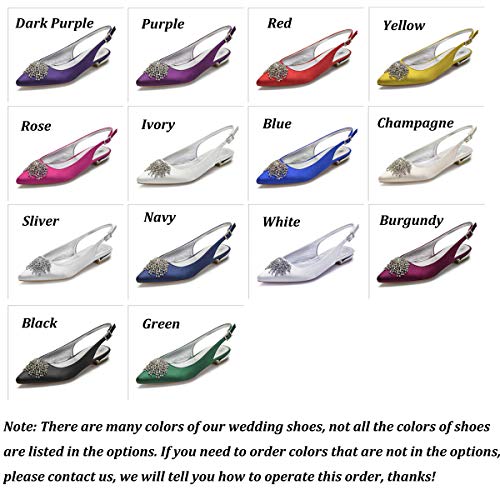 Charmstep Zapatos De Boda Plana Mujer Satín Bailarinas Punta Chiusa Diamante De Imitación Zapatos De Novia 5047-61,Champagne,39 EU