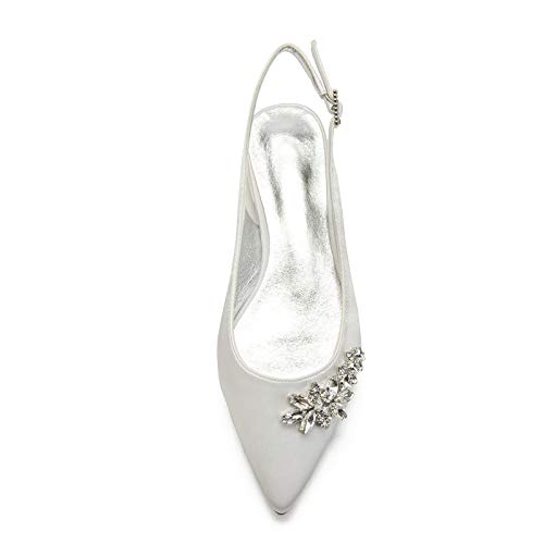 Charmstep Zapatos De Boda Plana Mujer Satín Bailarinas Punta Chiusa Diamante De Imitación Zapatos De Novia 5047-61,Champagne,39 EU
