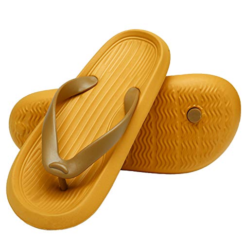 ChayChax Chanclas Hombre Mujer Verano Sandalias de Playa y Piscina Ligero Zapatillas de Ducha Antideslizante（Amarillo,38-39 EU